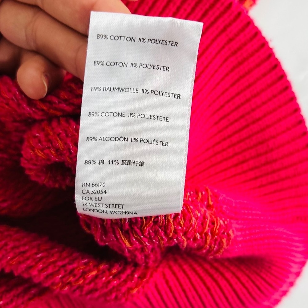Free People Red V-Neck Balloon Sleeve Pointelle Pullover Sweater Large - Picture 7 of 9